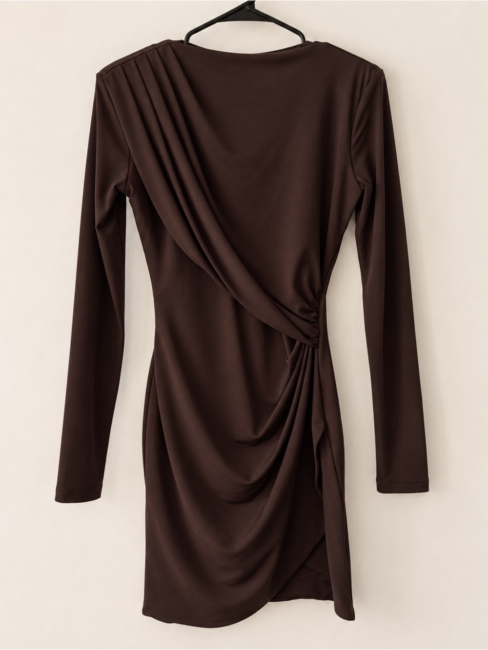 Dynamite Sculpt Draped Mini Dress | Chocolate Brown | S